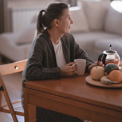 Portrait of Olga Zarichna, a calm and friendly yoga instructor.